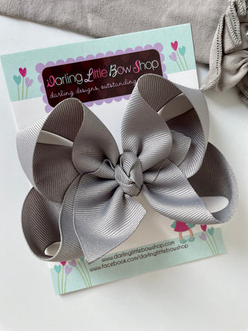 Millenium Silver Hairbow - light gray hair bow - Darling Little Bow Shop