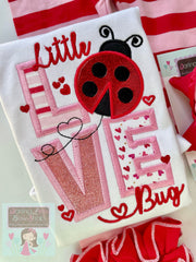 Love Bug Valentine shirt or bodysuit for girls - red and pink ladybug top