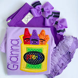 Lavender Crayon Ruffle shirt for girls - Darling Little Bow Shop