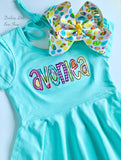 Twirly Dress for Girls with rainbow color name - Darling Little Bow Shop