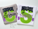 Frankenstein Initial shirt or bodysuit for girls - Darling Little Bow Shop