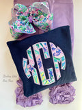 Lilly Mermaid in The Shade print monogram navy sweatshirt - Darling Little Bow Shop