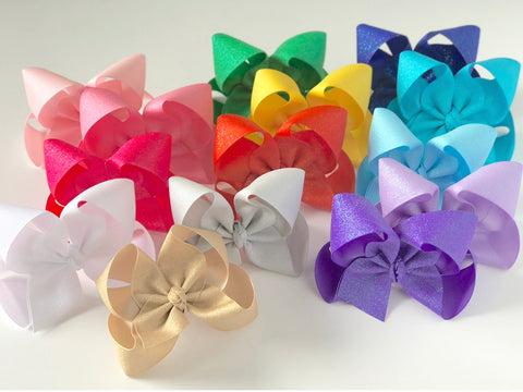 Glitter Ribbon Hairbows - choose from 16 colors - Darling Little Bow Shop