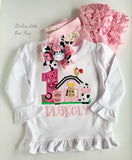 Pink Farm Birthday shirt or bodysuit for girls with cow, horse, pig and rooster - Darling Little Bow Shop