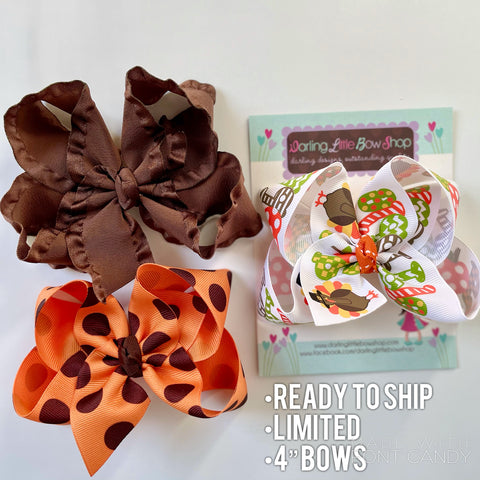 Thanksgiving Gobble Hairbow Set LIMITED and READY TO SHIP - Darling Little Bow Shop