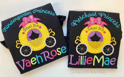 Girls Black School Shirt - Kindergarten Princess or Preschool Princess, etc - Darling Little Bow Shop