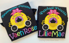 Girls Black School Shirt - Kindergarten Princess or Preschool Princess, etc