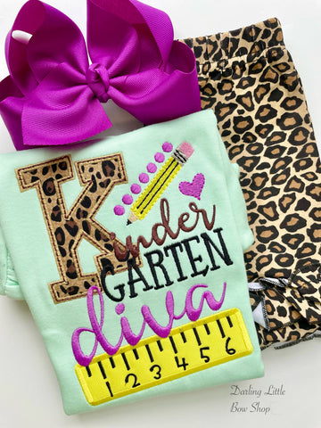 Cheetah print School Diva shirt - personalize with any grade - Darling Little Bow Shop