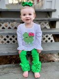 Apple Green Ruffle Leggings - Green Ruffle Leggings - gorgeous knit ruffle leggings - Darling Little Bow Shop
