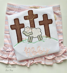 Easter Lamb Cross Shirt or Bodysuit for girls
