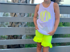 Neon Yellow Monogrammed bodysuit, shirt or tank