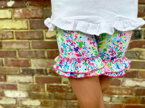 Tropical Print Ruffle Shorties | Ruffle Shorts - Darling Little Bow Shop