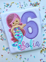 Mermaid Birthday Shirt or bodysuit for girls ANY AGE