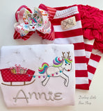 Flying Unicorn Reindeer shirt or bodysuit for girls - Darling Little Bow Shop
