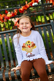 Sunflower turkey bodysuit or shirt for girls - Darling Little Bow Shop