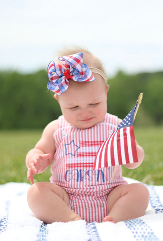 Baby Girl Seersucker Romper for 4th of July - Darling Little Bow Shop