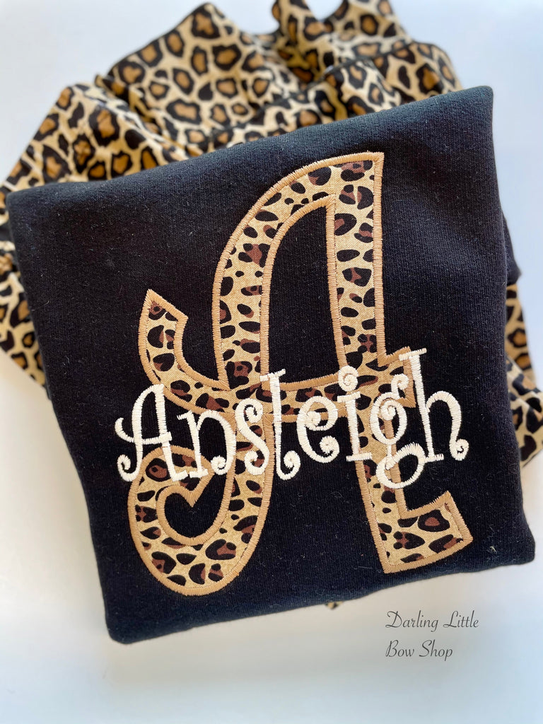Leopard monogram embroidered sweatshirt