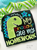My dinosaur ate my homework shirt for boys - Darling Little Bow Shop