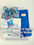 Girls Kite shirt, ruffle shirt, tank or bodysuit -- Royal, Navy and Mint kite in Lilly fabric - Darling Little Bow Shop