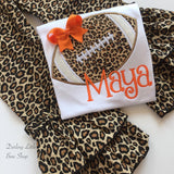 Leopard Football shirt or bodysuit for girls - Darling Little Bow Shop