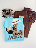 Animal Kingdom Safari leopard print ruffle shirt, tank or bodysuit - Darling Little Bow Shop