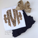 Leopard Print Monogram shirt, ruffle shirt, tank or bodysuit - Darling Little Bow Shop