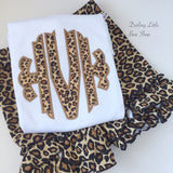 Leopard  Ruffle Shorties, Leopard Ruffle Shorts - leopard knit ruffle shorties sizes 6m to girls 10 - Free Shipping - Darling Little Bow Shop