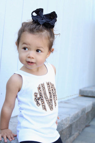 Leopard Print Monogram shirt, ruffle shirt, tank or bodysuit - Darling Little Bow Shop