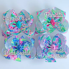 Lilly Pulitzer inspired bows 4 prints available 4", 5" double or 7" bows