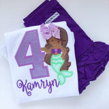 Mermaid Birthday Shirt or bodysuit for girls ANY AGE - Darling Little Bow Shop
