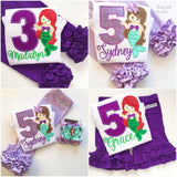 Mermaid Birthday Shirt or bodysuit for girls ANY AGE - Darling Little Bow Shop