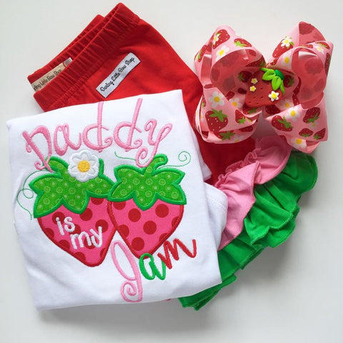 Daddy is my Jam Strawberry shirt, tank top or bodysuit for girls - Darling Little Bow Shop