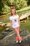 Orange and White Striped ruffle leggings - Darling Little Bow Shop