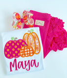 Pink Pumpkin Patch shirt or bodysuit for girls - Darling Little Bow Shop