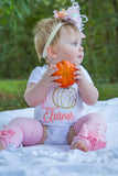 Pumpkin First birthday Tutu outfit in pink, peach and gold - Darling Little Bow Shop