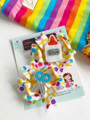 School Hairbows - sweet Glue and Scissors piggies set with bright rainbow ribbons