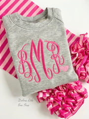 Monogrammed Sweatshirt for toddlers and girls - Sweetheart Sweatshirt