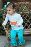 Blue Lagoon ruffle leggings - teal icing leggings - Darling Little Bow Shop