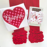 Valentine Hearts hairbow -- 6” or 4-5" red and white hearts hairbow with optional headband - Darling Little Bow Shop