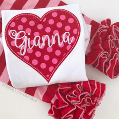 Valentine Heart shirt or bodysuit for girls - red and pink heart personalized top